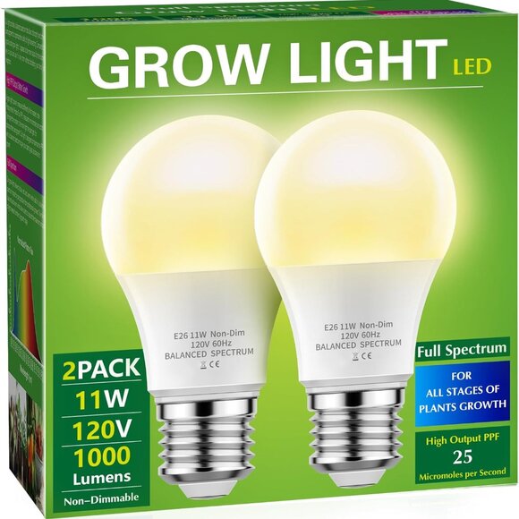 Grow Light Bulbs, LED Grow Light Bulb A19 Bulb, Full Spectrum Grow Light Bulb, P - Picture 1 of 8